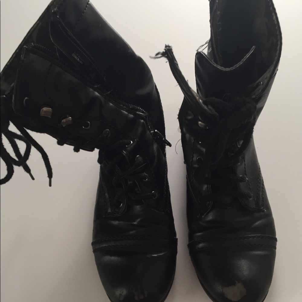 Black lace up combat boots